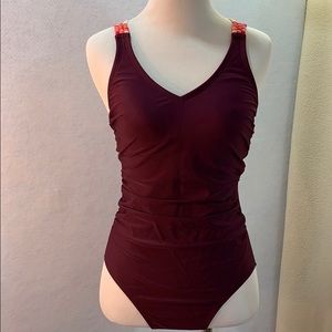 Deep Red One Piece Swimsuit